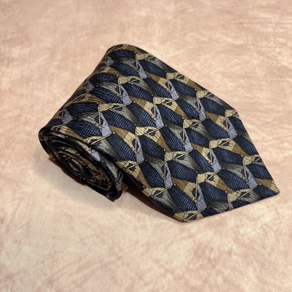 Vintage 90s Christopher Reeve Collection Ted Danson Drawing Hand Tie Graphic Art - Picture 6 of 7